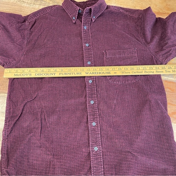 Eddie Bauer Houndstooth Micro Corduroy Shirt Red Mens Large Tall Gorpcore - Picture 5 of 11